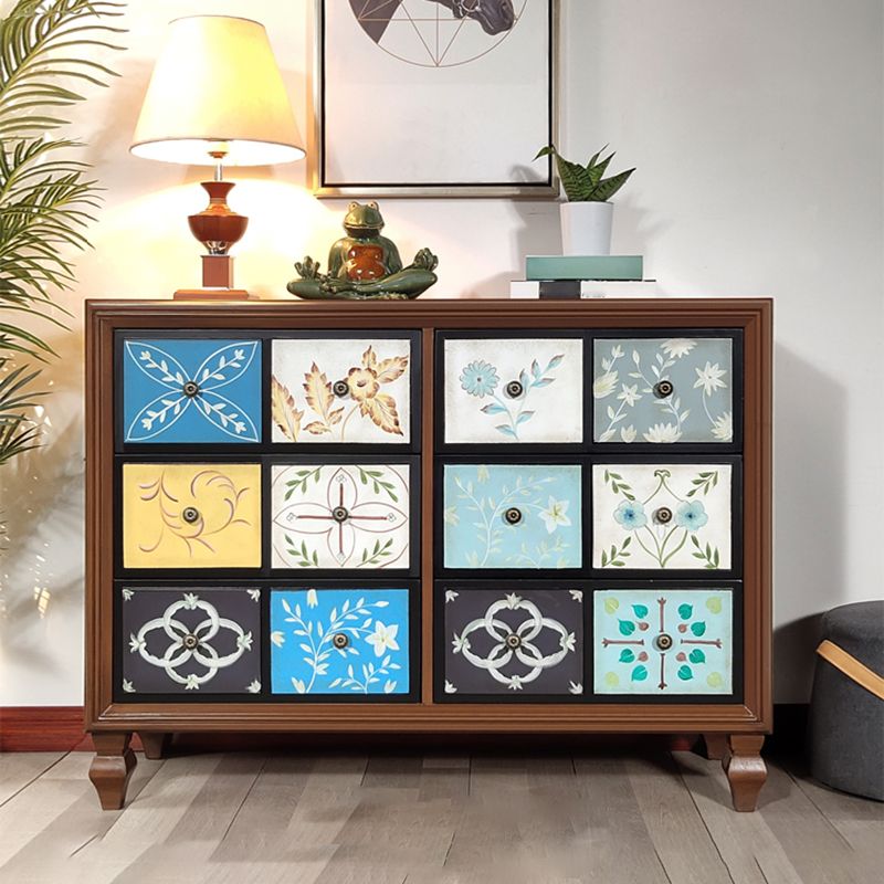 Mid-Century Modern Knobs Chest with Turned Legs Accent Chest