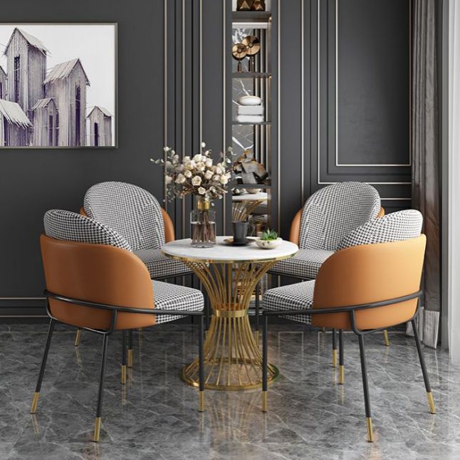 Modern Style Marble Dining Set Round 1/2/3/4/5 Pieces Dining Set for Home Use
