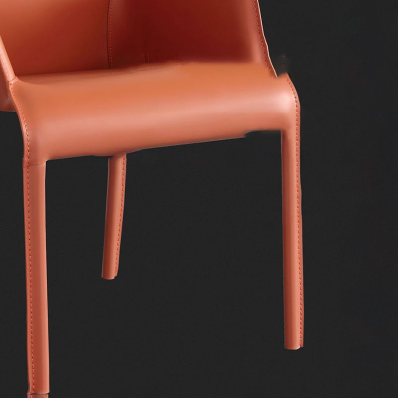 Modern Style Arm Chair Leather Home Use Dining Chair with Metal Legs