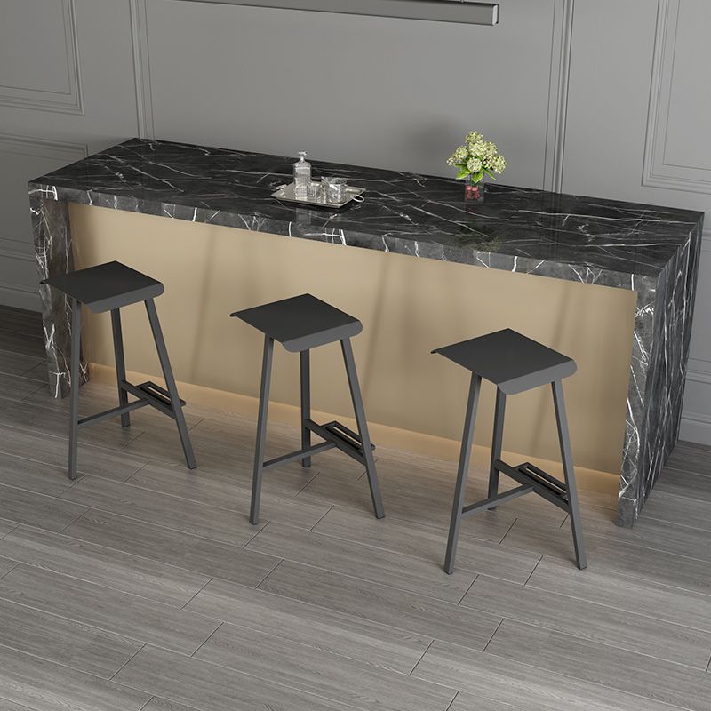 Industrial Armless Backless Counter Stool Iron Bar Stool with Pedal for Bar