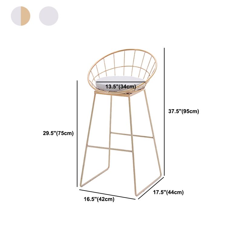 Modern Armless Counter Stool Iron Dining Room Bar Stool with Seat and Pedal
