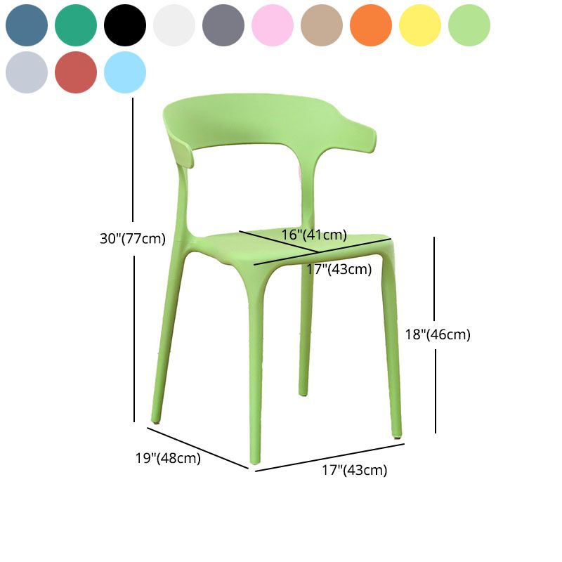 Silla apilable de estilo moderno, sillas con respaldo abierto sin brazos y patas de plástico para cocina