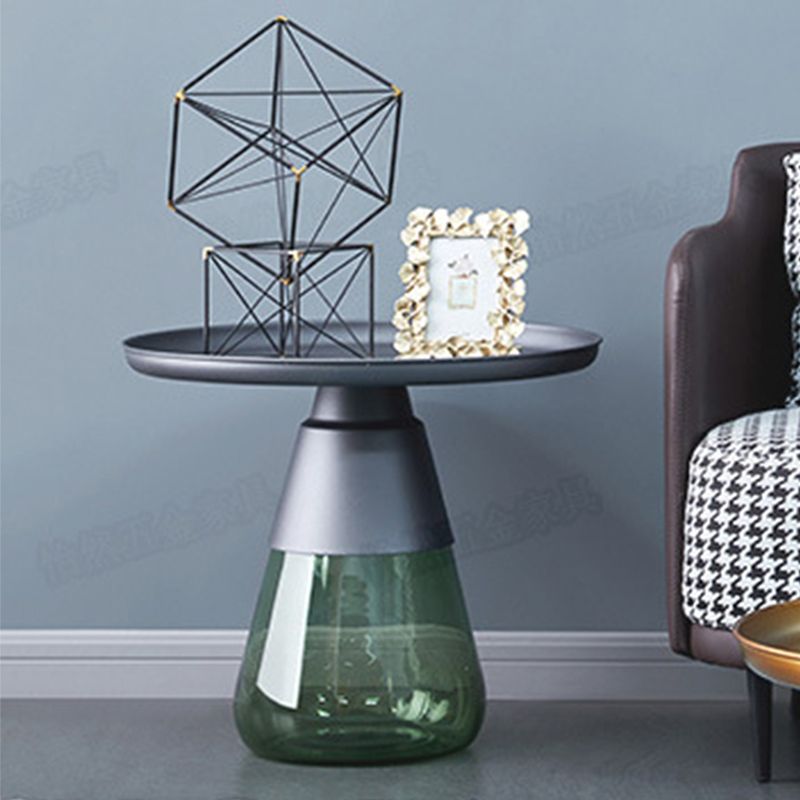 Pedestal Base Design Black/gold Countertop Metal Frame Glass Base Round Side Table