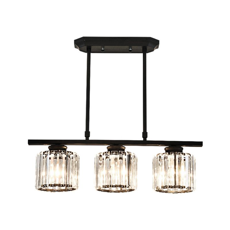 Dining Room Island Lamp Simple Style Ceiling Light with Cylindrical Crystal Shade
