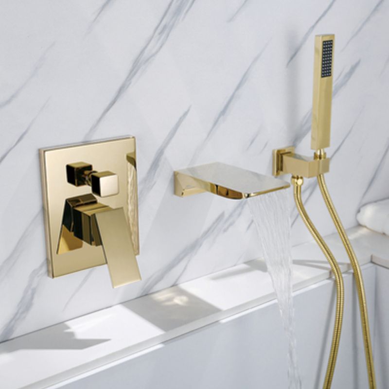 Modern Wall Mounted Metal Tub Filler Low Arc Bathroom Faucet