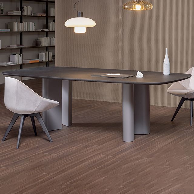 Rectangle Luxury Dining Table Solid Wood Fixed Table with 4 Legs