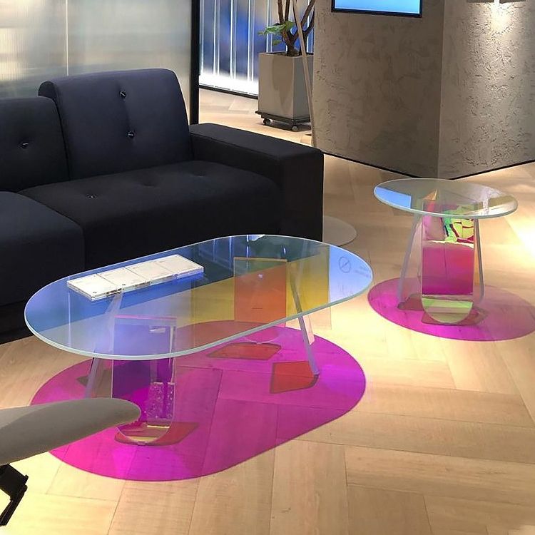 Modern Round/Elliptical Coffee Table Colored Plastic Cocktail Table