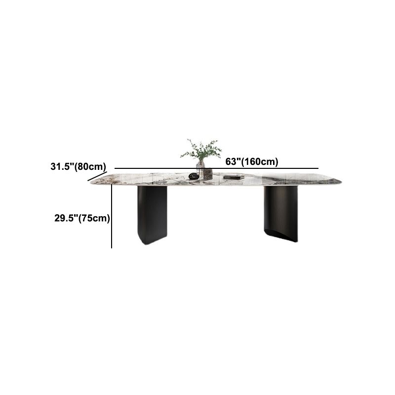 Stone Top Dining Table Contemporary Rectangle Dining Table with Black Base