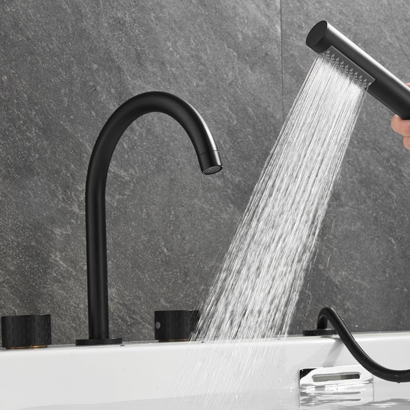Deck Mounted Copper Roman Tub Faucet Low Arc 3 Handles Roman Tub Faucet Set