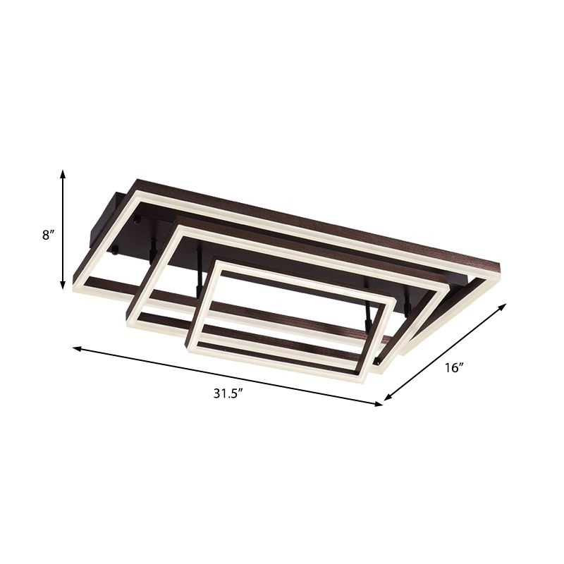 Modern Simple Rectangle Semi Flush Light Metallic Brown Semi Flush Mount Lighting in Warm/White/Neutral