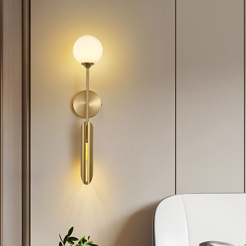 Contemporary Glass Wall Sconce Armed 2-Light Wall Mounted Light for Bedroom