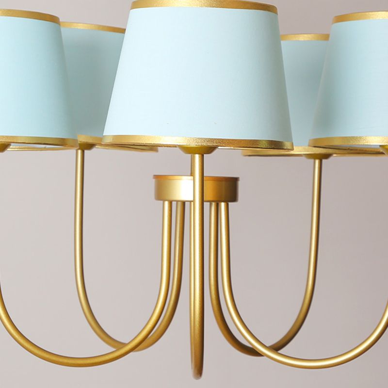 Multi-Head Chandelier Lighting Fixtures American Style Metal Suspension Light with Fabric Shade