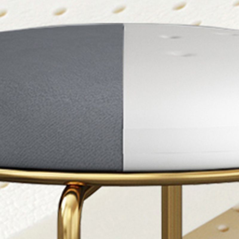 Fabric Round Pouf Plain Fade Resistant Metal Frame Contemporary Pouf