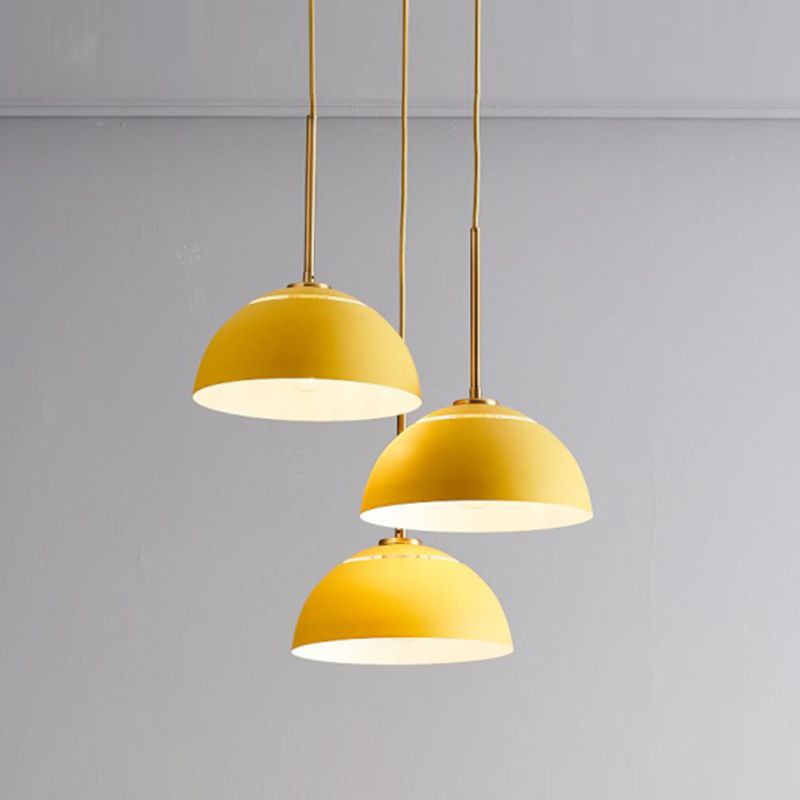 Macaron Domed Pendant Lamp Metal 1 Bulb Dining Room Suspension Light with Vent Design