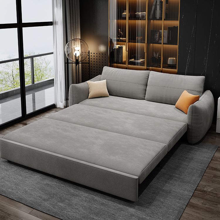 Grey Cushion Back Futon Foldable Pillow Included Sleeper Sofa