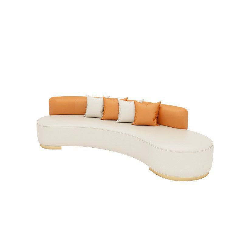 Contemporary Style Curved Sofa  Faux Leather Sofa for Living Room