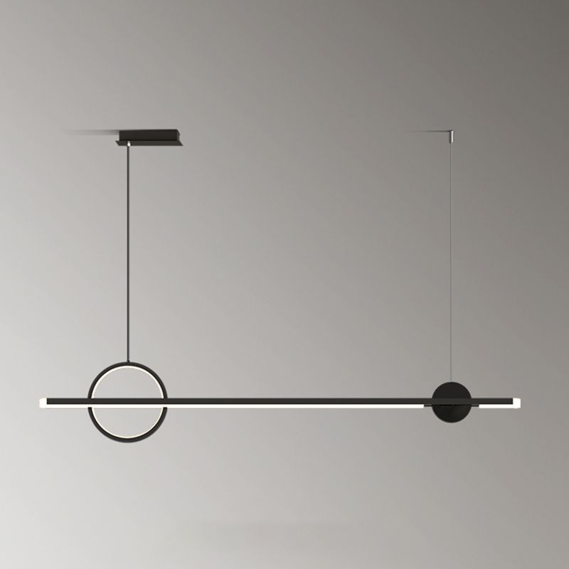 Linear LED Modern Ceiling Pendant Fixture Aluminum Kitchen Island Light in Dark Black