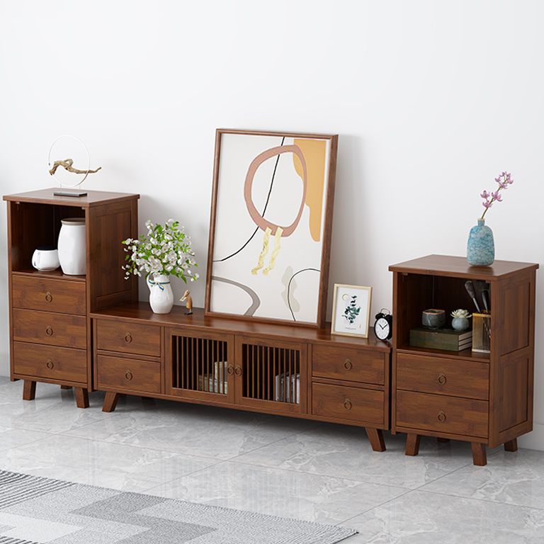Mid-Century Modern Accent Chest with Drawers and Shelf in Brown
