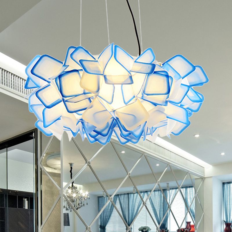 Braun/Blau/Lila Blüte Drop Anhänger zeitgemäß 21 "/27,5" breite 1-Licht-Acryldecklampe für Wohnzimmer