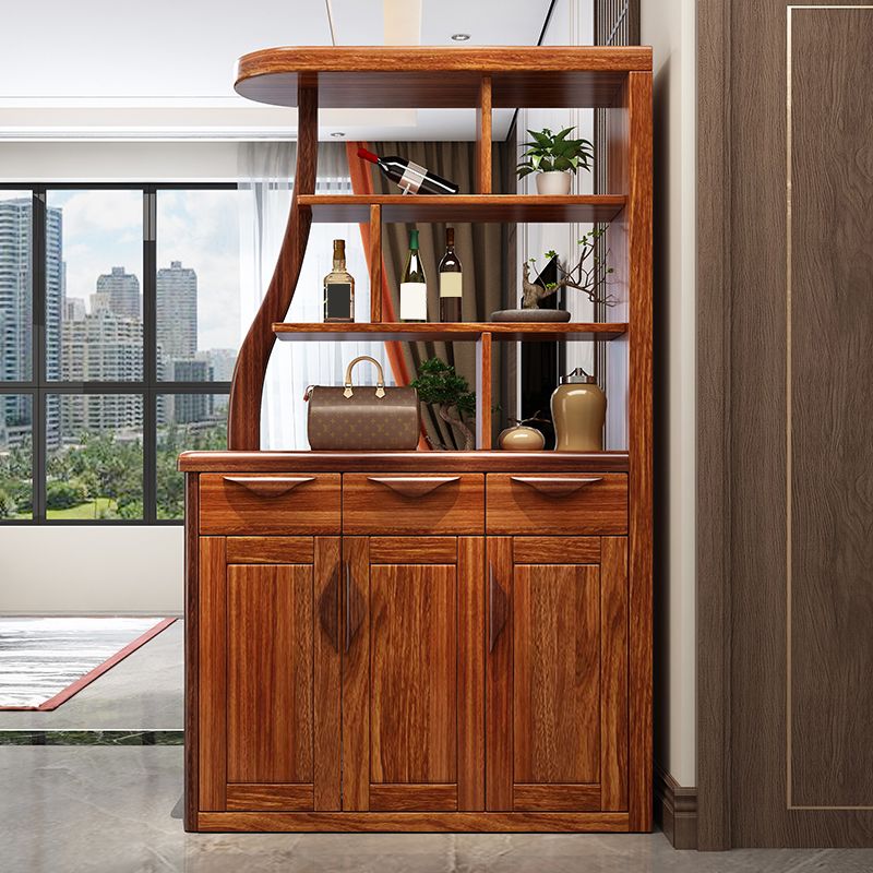 Solid Wood Cabinet in Brown 78.74" Tall Accent Cabinet with Drawers and Shelves