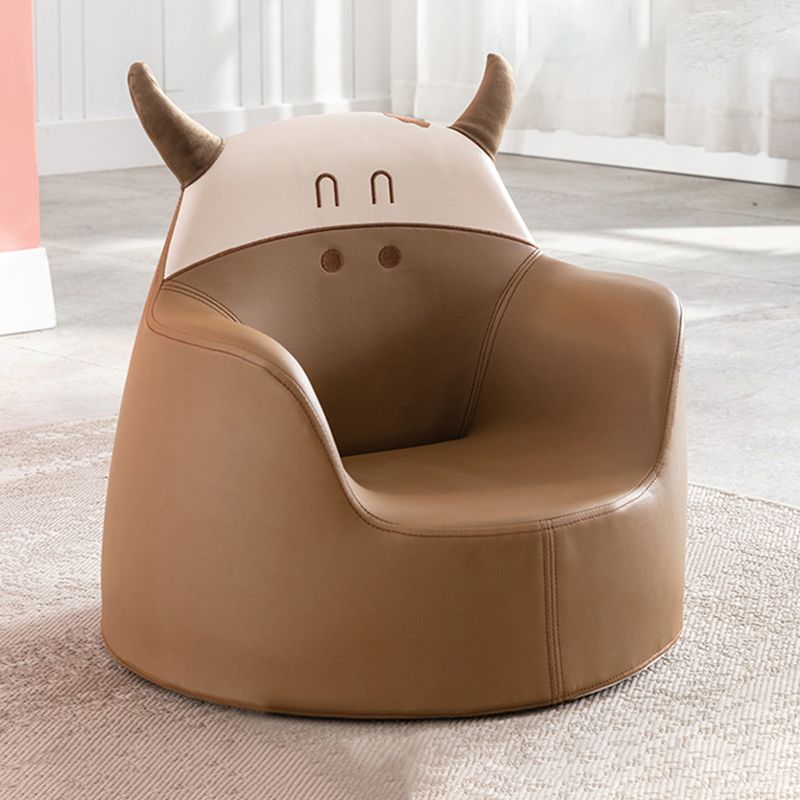 PU Arms Included Barrel Accent Chair with Fixed Back, Flared Arms for Living Room