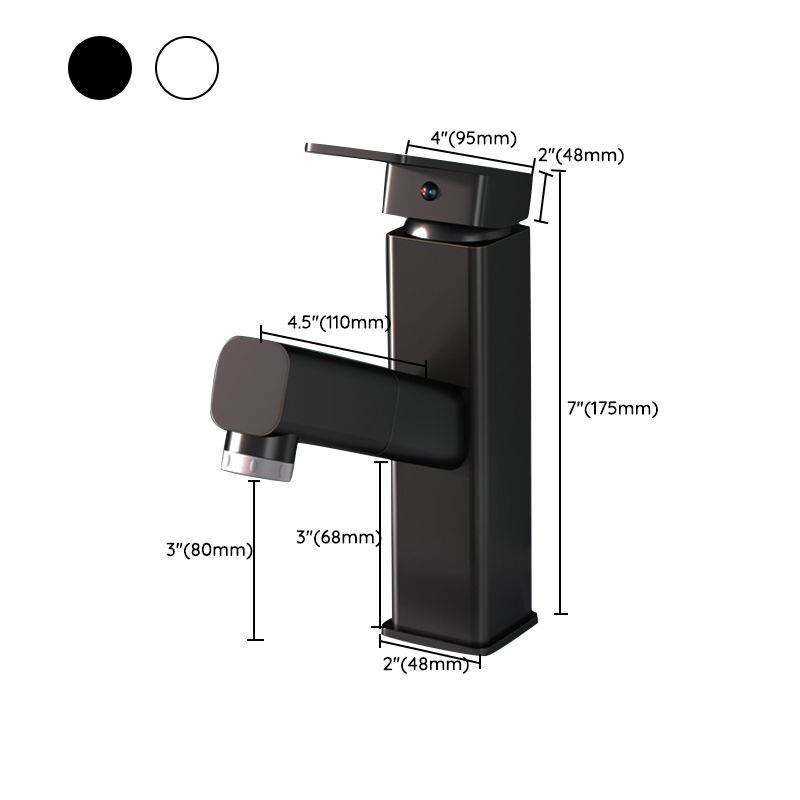 Square Brass Bathroom Sink Faucet with 1-Handle Swivel Spout Sink Faucet