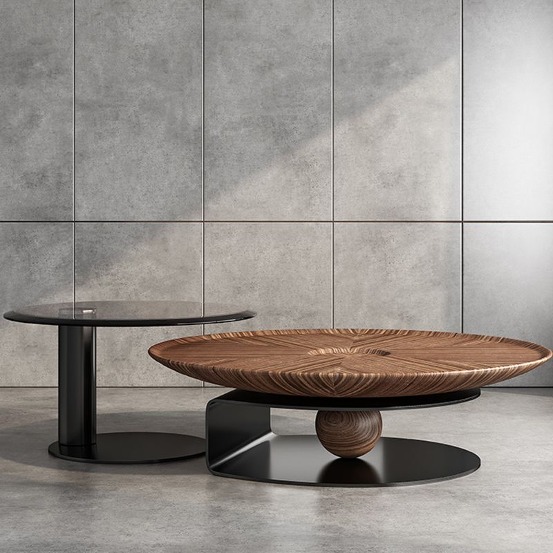 Contemporary Coffee Table Solid Wood Round Pedestal Coffee Cocktail Table