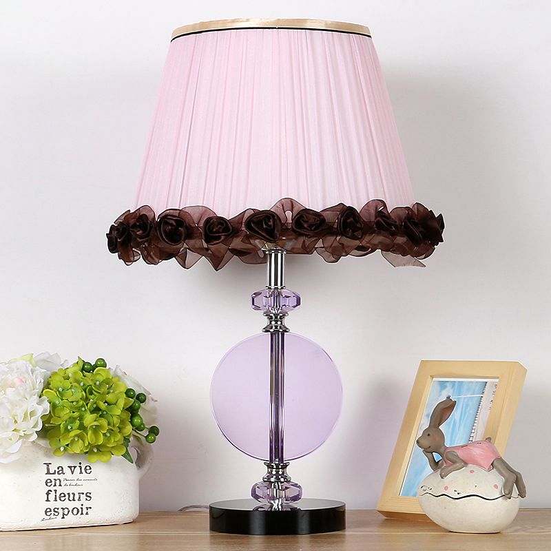Modernismo lampada da comodino a 1 lucciola lampada a pieghe rosa Night Table Lighting with K9 Crystal