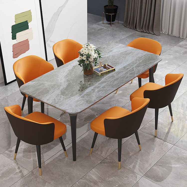 4 Legs Kitchen Dining Table Modern Luxury Style Rectangle Stone Dinette Table