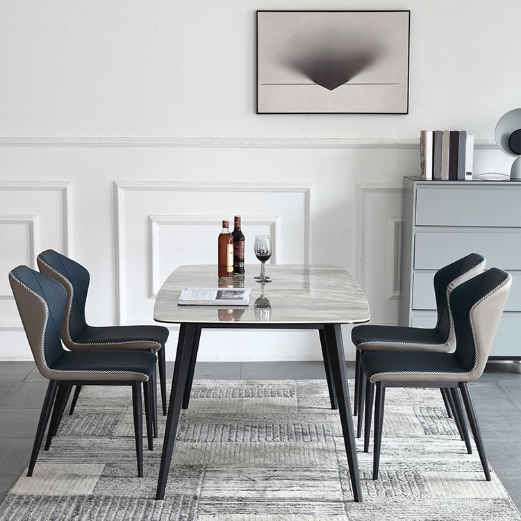Modern Rectangle Dinette Set 1/2/5/7 Pieces Grey Sintered Stone Top Dining Table Set