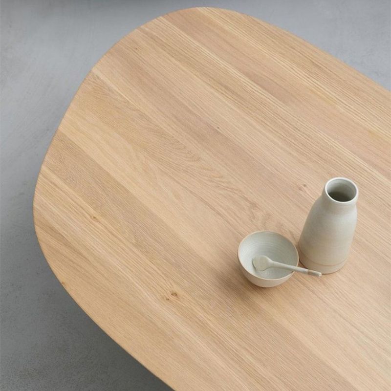 15" H Wood Irregular Cocktail Table Nordic Sled 1 Single Coffee Table