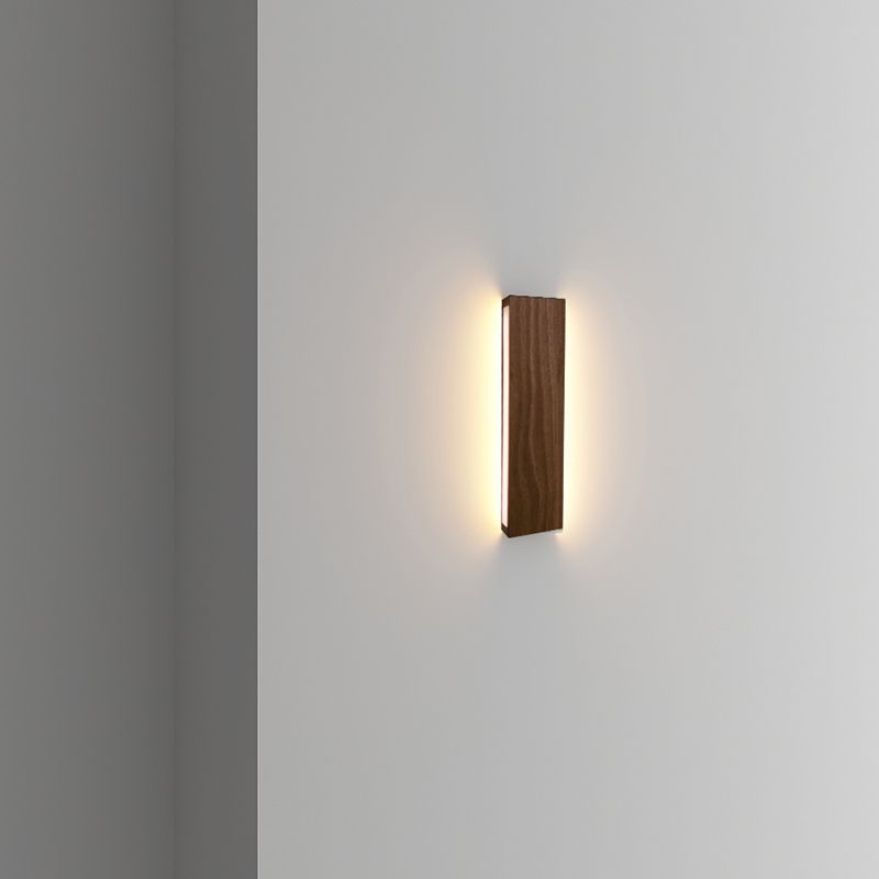 Éclair mural en bois carré de style moderne 1 montage mural clair luminaire en marron