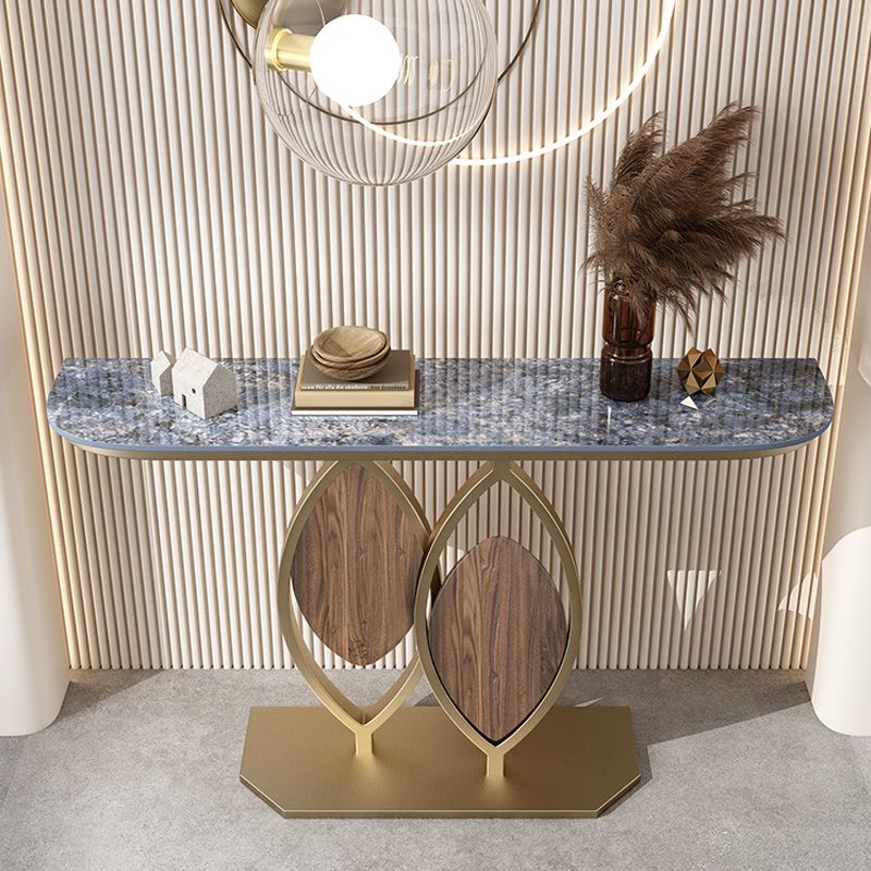11" Wide Stone Glam Console Table Half Moon Console Sofa Table