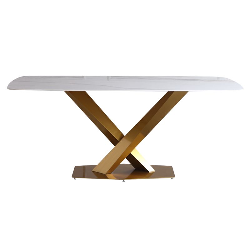 Sintered Stone Dining Table Luxury Style Pedestal Table for Dining Room