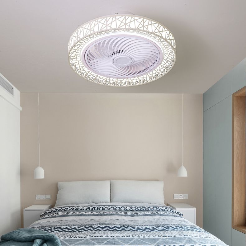 Simple Circle Ceiling Fan Lamp Metal LED Ceiling Flush Mount