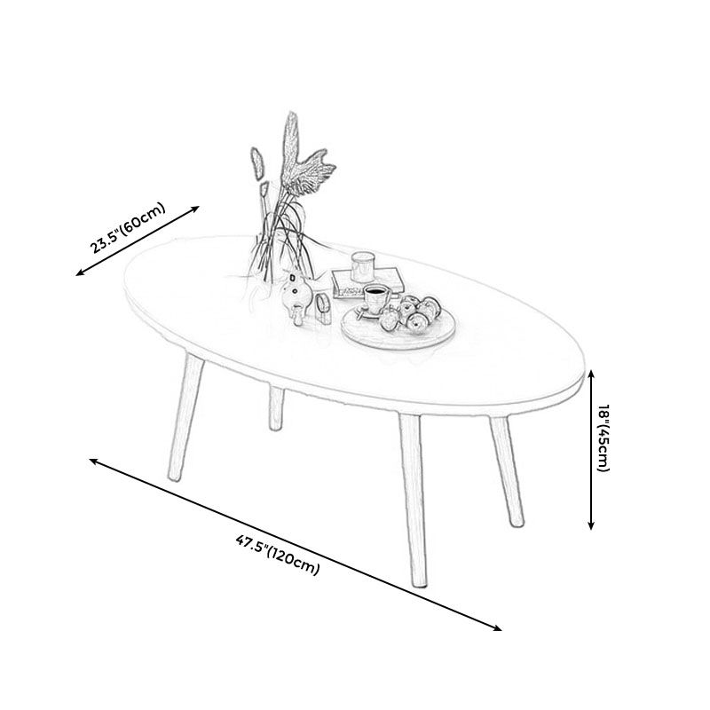4 Legs Coffee Table Geometric Wood Cocktail Table in White and Natural