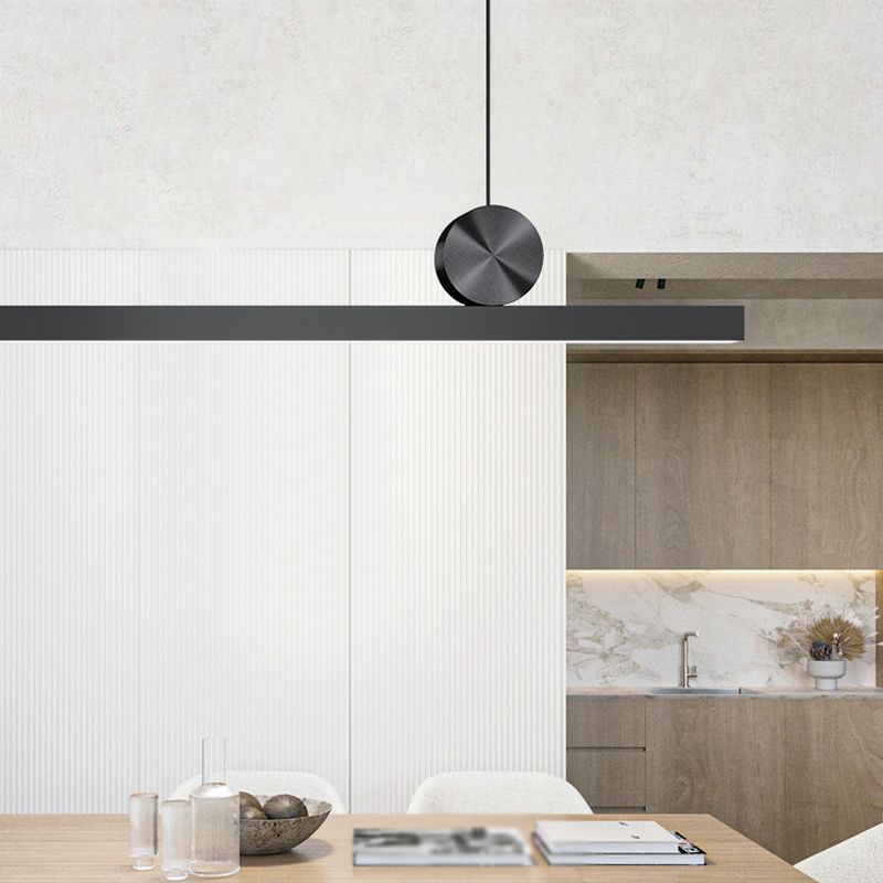 Schwarz gerade Insel hell moderne Aluminium -LED -Inselanhänger für Wohnzimmer