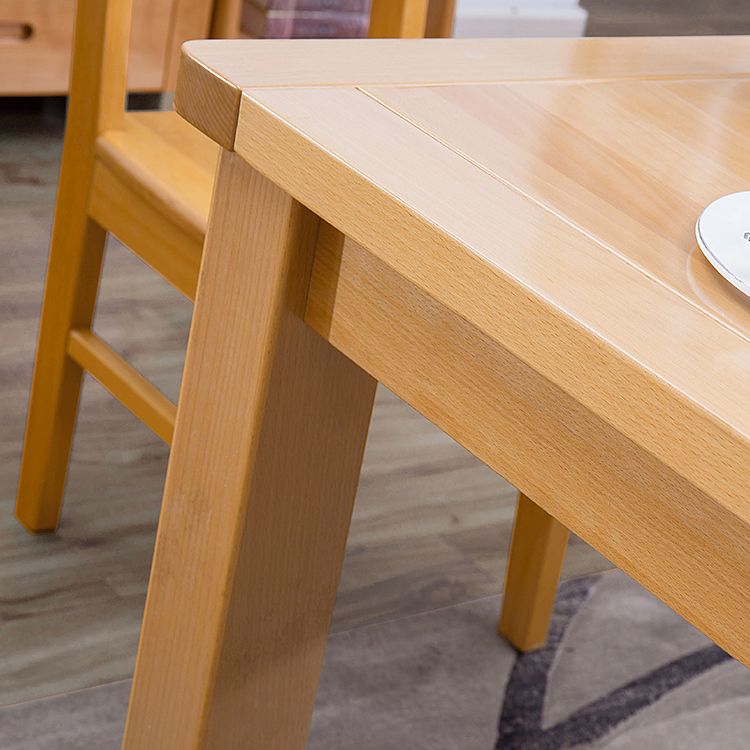 Modern Style Rectangle Dining Table Brown Solid Wood Dining Table with 4 Legs for Home