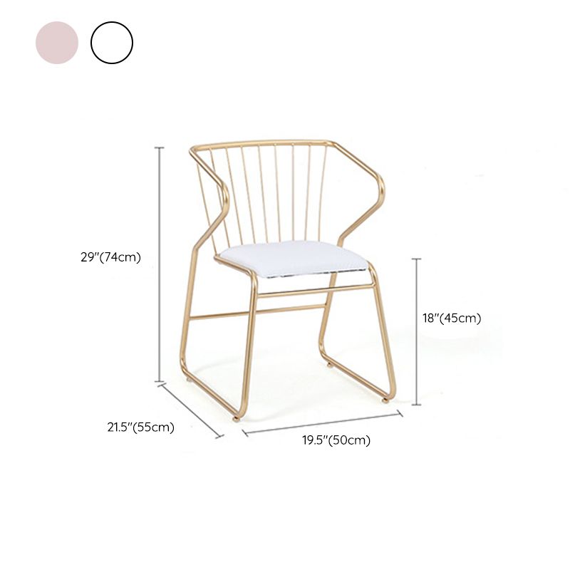 Traditional Metal Kitchen Dining Chair Upholstered Arm Chair with Gold Legs