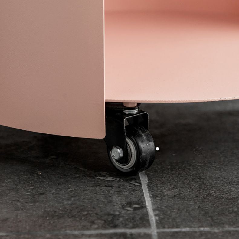 Mid-Century Round Side End Table Metal End Slide Table with Shelf