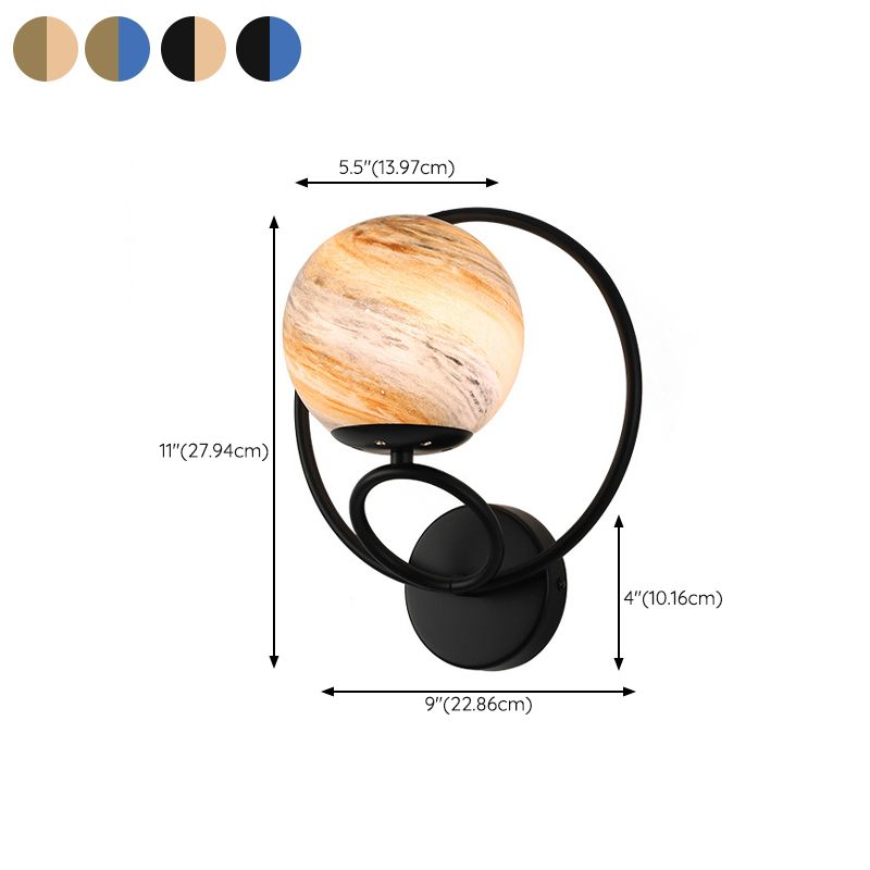 Contemporary Wall Sconce Globe Glass Wall Light Fixture for Living Room