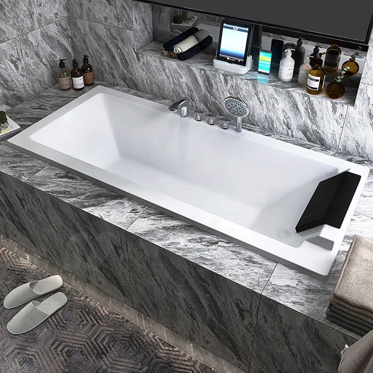 Drop-in White Bath Modern Soaking Acrylic Rectangular Bathtub