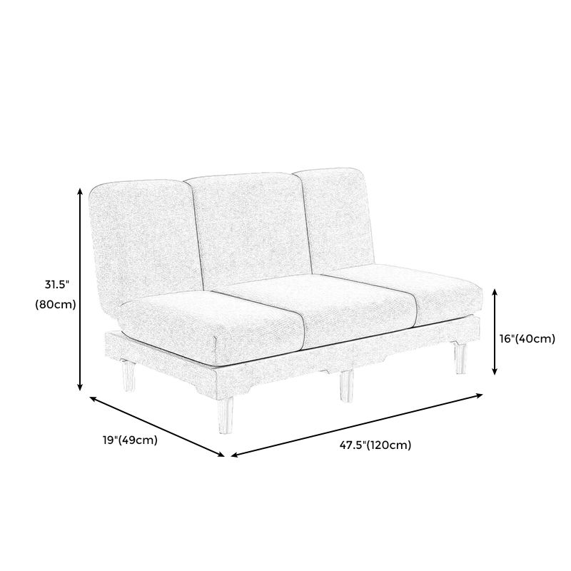 Modern Wood Legs Sofa 2/3 Seater Armless Convertible Sleeper Sofa