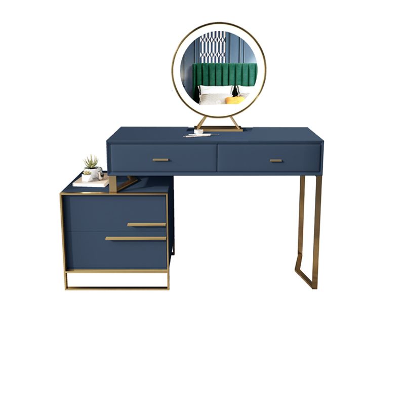 Glam Make-up Vanity Blue Leather Mirror Bedroom Makeup Vanity Set