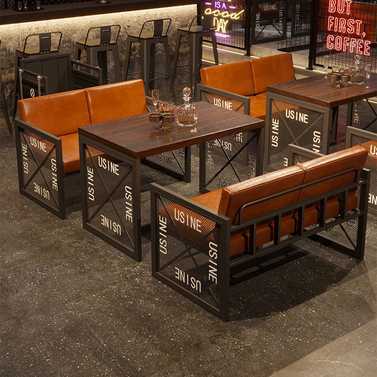 Industrial Style Dining Room Table Black Double Pedestal Table for Home Kitchen Dinner
