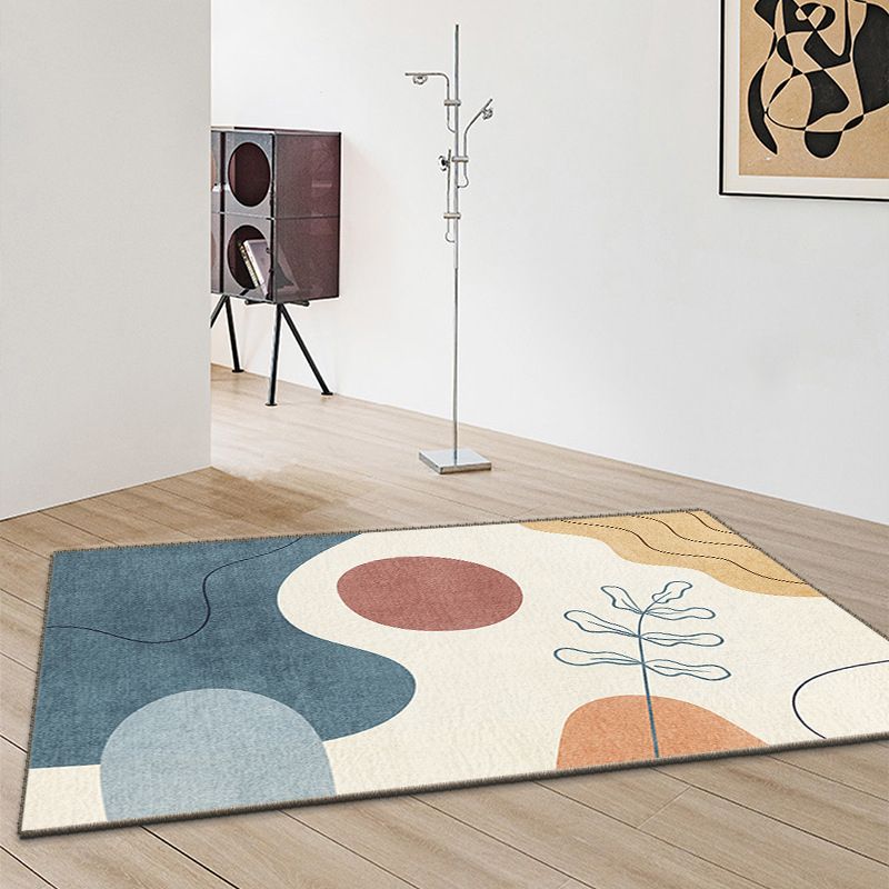 Green Contemporary Rug Polyester Color Lump Rug Non-Slip Backing Rug for Living Room