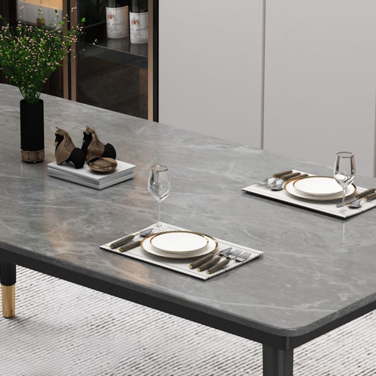 Industrial Style Home Sintered Stone Dining Table Rectangle Shape Table with 4 Legs Base