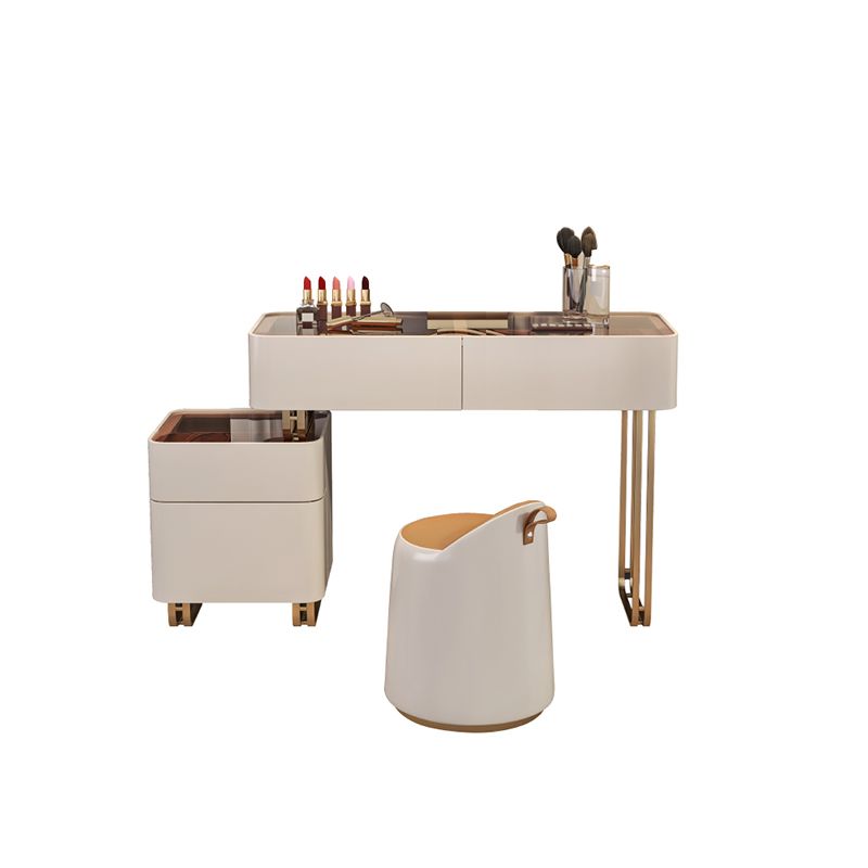 30.7" Height Makeup Table Solid Wood Vanity with Drawers Vanity Stool