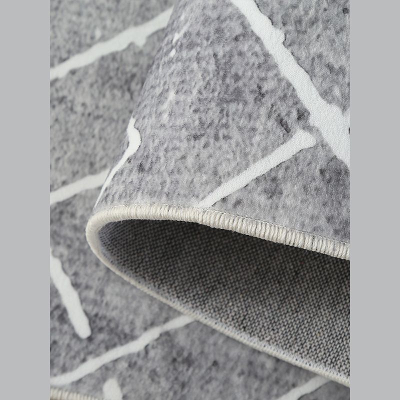 Stylish Grey Geometric Pattern Area Rug Polyester Fringe Area Carpet Stain Resistant Rug for Bedroom