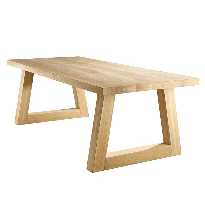 Rectangle Wood Dining Table Modern Pine Table in Nature with Double Pedestal